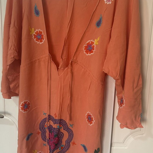 Boho kaftan dress Debbie Katz small, like new, orange with embroidery