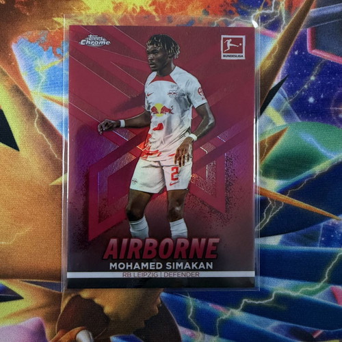 Mohamed Simakan Numbered 1/5 Airborne Topps Chrome Bundesliga RB Leipzig card