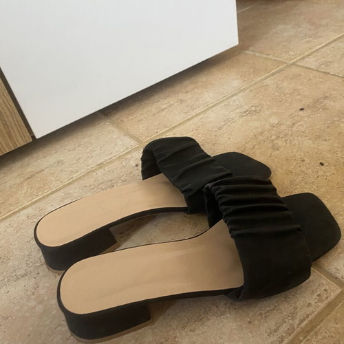 Black ruched low heel mules size 38 like new
