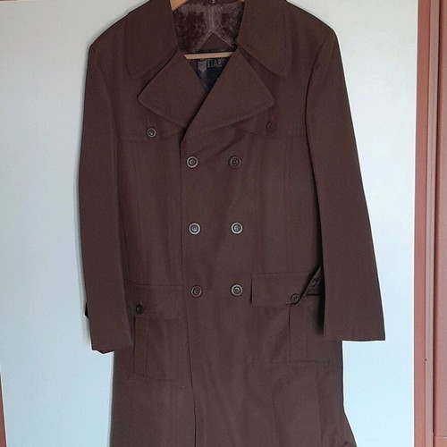 Unisex trench coat like new with fur on shoulder brown Greek made