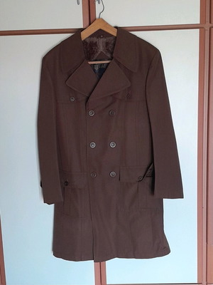 Unisex trench coat like new with fur on shoulder brown Greek made