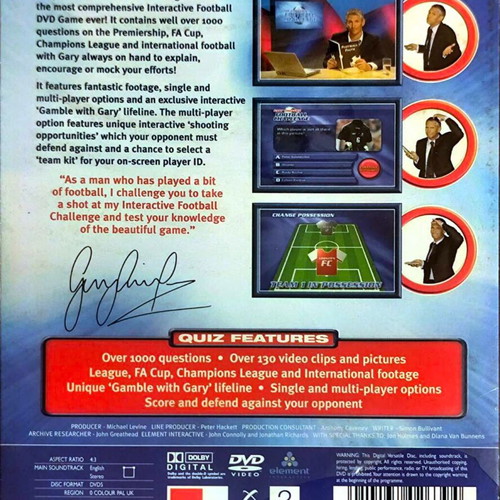 DVD game Gary Lineker's Football Challenge καινούργιο, χωρίς υπότιτλους