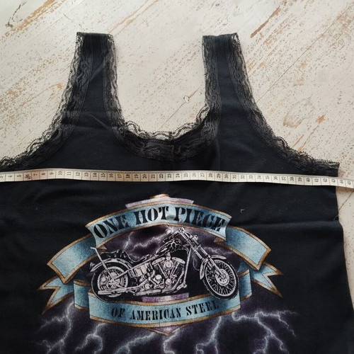 Tank top CMJ USA with Harley Davidson motorcycle print like new, black, size L