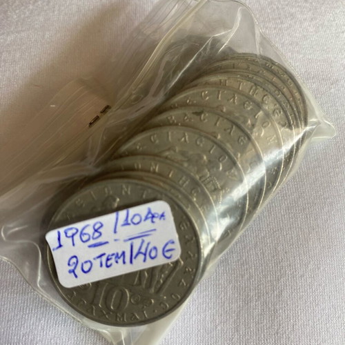 10DRX 1968 coin used, pack of 20 pieces