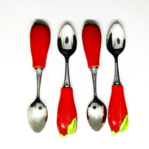 Pomodoro Showa Fruit Spoons Set of 4 New, Tomato-Shaped