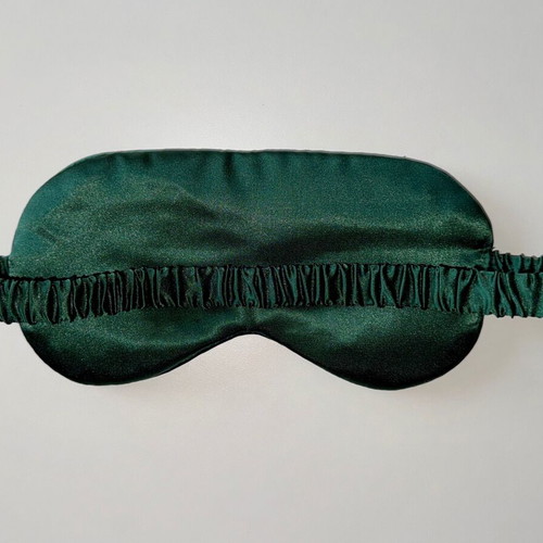 Sleep mask green new satin with white embroidery