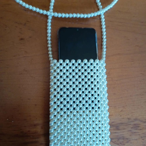Pearl shoulder bag for mobile phone, handmade, new