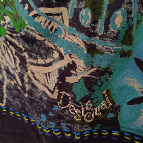 Desigual women's long-sleeve blouse like new, blue floral boho