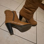 Boots with fur used, size 38, beige leather