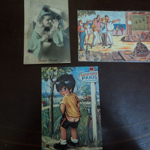 Humor and Cartoons postcards used, 16 Greek and foreign from last century