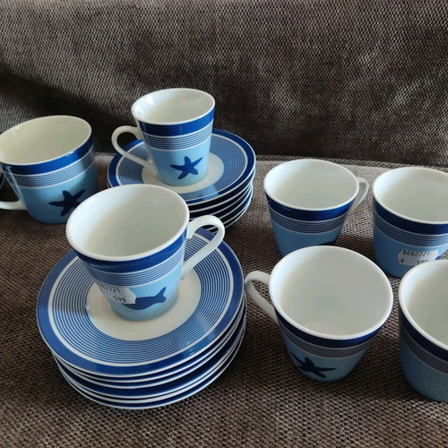 Tea and coffee set 28 pieces new, nautical summer design
