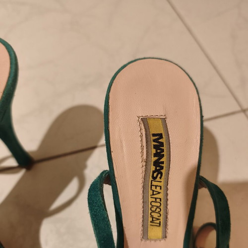 Manas Lea Foscati suede sandals like new, green, heel 10cm