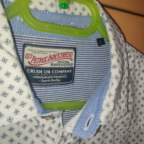 Petrol Industries men's shirt used, size L, white with blue pattern