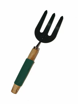 Garden trident new with wooden handle and ergonomic grip 34cm