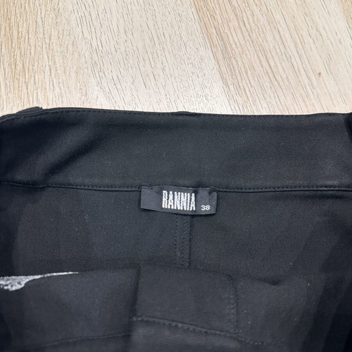 RANNIA black skirt with faux leather and zipper, size 38, used