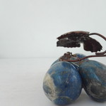 Vintage Lapis Lazuli grape decoration with copper leaves, 1970s, like new
