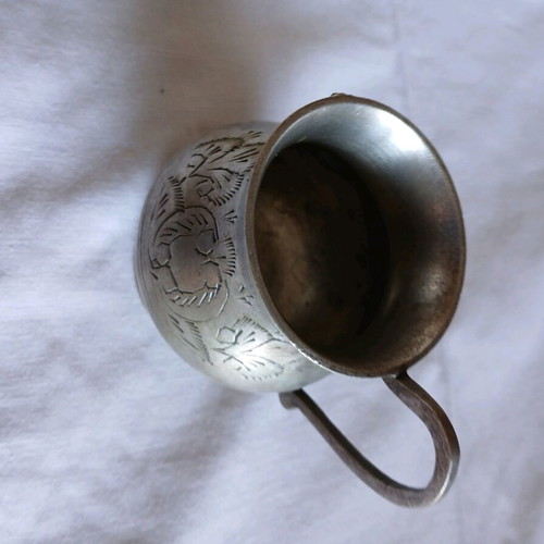 E.P.N.S. small carved antique vessel used, missing one handle