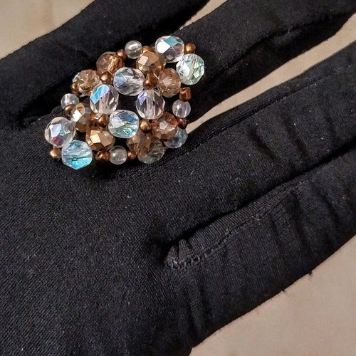 Handmade beaded ring multicolored, new, size 21-22