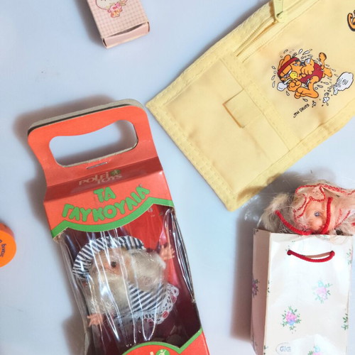 Lott vintage collectible set with stamps and toys