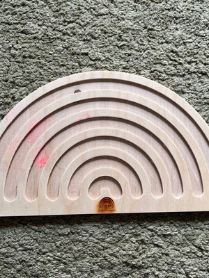 Rainbow sensory play disk used