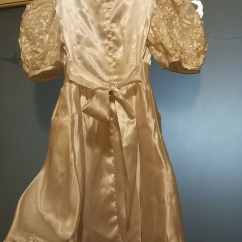 Flower girl satin dress with lace and embroidery like new