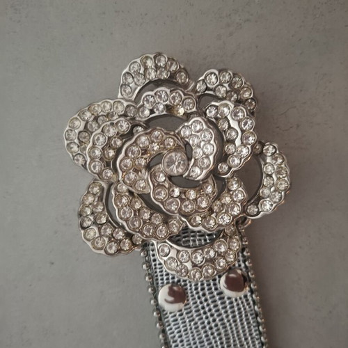 Morgan belt with rhinestones and metal details, 105 cm