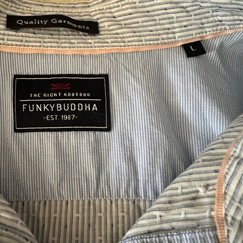 Funky Buddha shirt like new, size L, white and blue