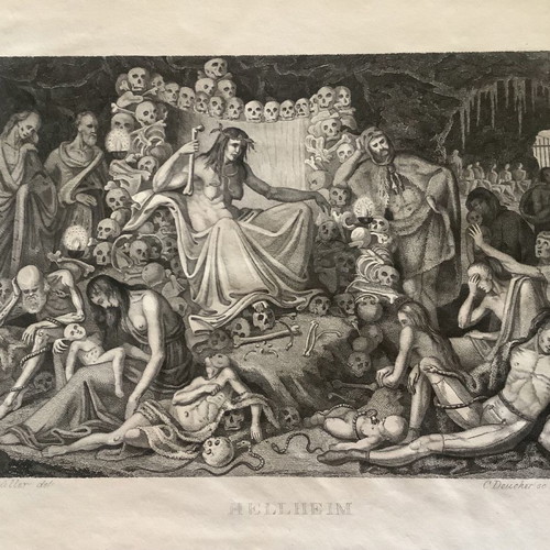 Scandinavian Mythology Helheim Chalcography used 23x14cm