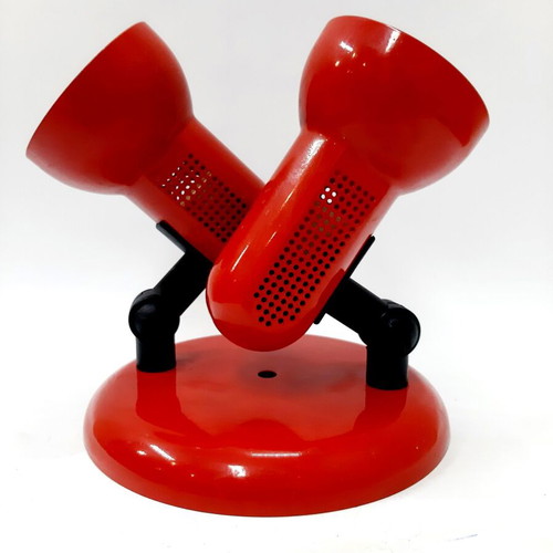 Vintage double wall lamp red metal adjustable spots E27 like new