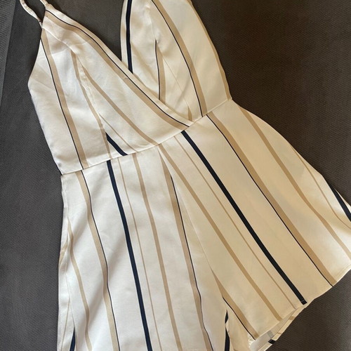 Vera & Lucy playsuit No S, white and grey, zipper back