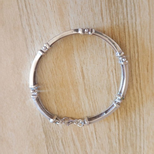 Silver 925 bracelet split type with six linked flat pieces