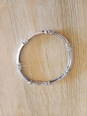 Silver 925 bracelet split type with six linked flat pieces