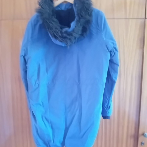 Jacket with fur hood thick for winter like new, blue