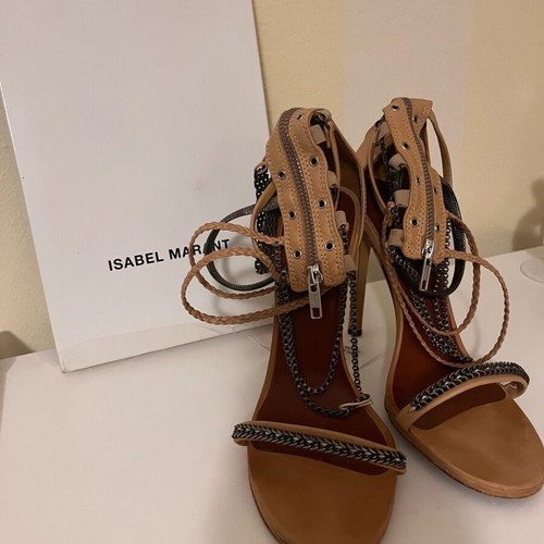 Isabel Marant leather sandals with chains and zipper, like new