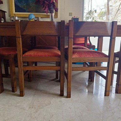 Solid wood dining set used with 6 chairs, extendable