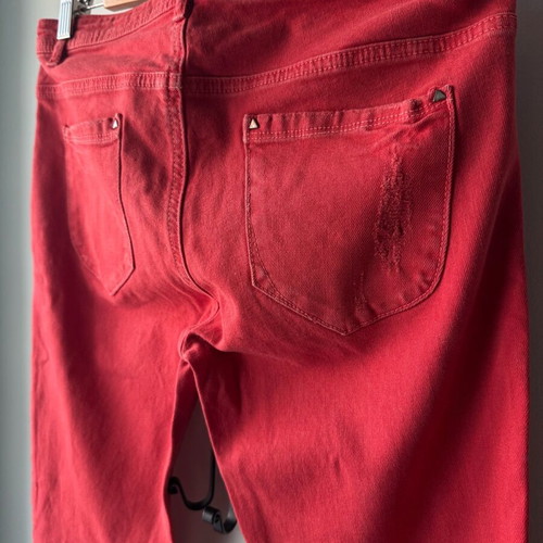 Denim Pull&Bear pants used, red, low waist, elastic fabric