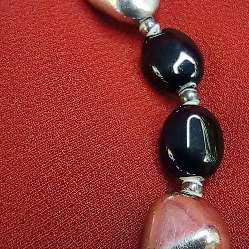 Handmade Silver 925 Bracelet with Black Onyx 19 cm like new