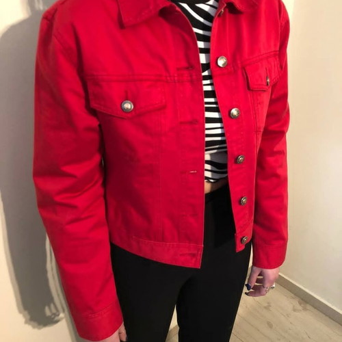 Red denim jacket Cosmos used, size Small