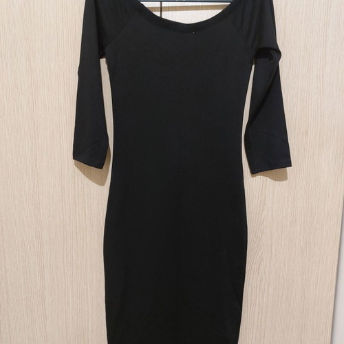 zara black fitted dress Zara - Short Mock Neck Dress - Black - L main image 0