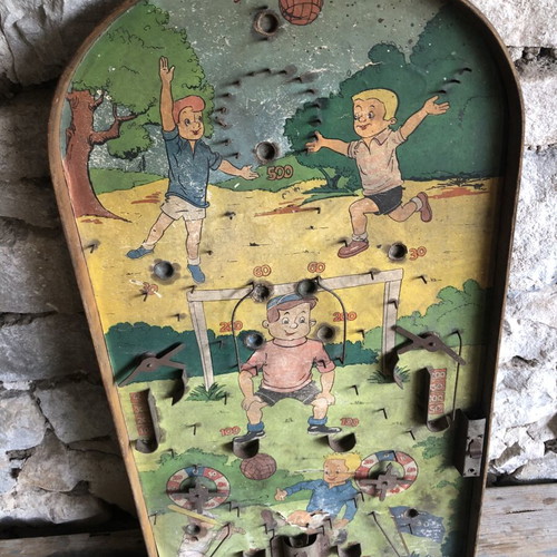 Retro wooden game Fortuna football pinball used, vintage 1950-1960