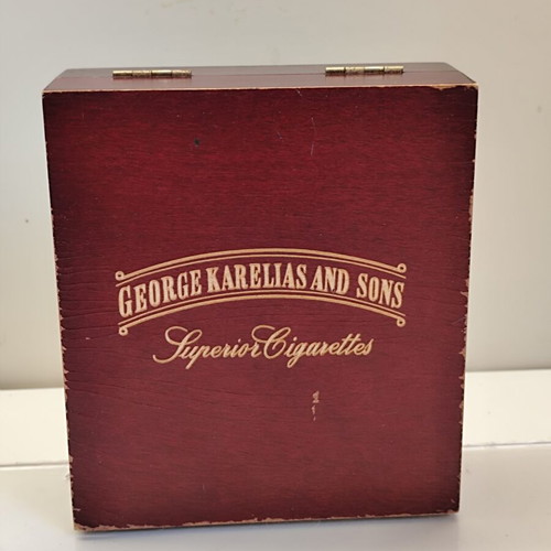 George Karelias and Sons Vintage Wooden Cigarette Case used