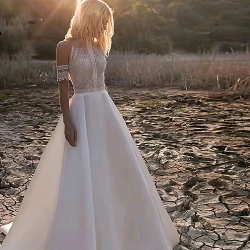 Boho wedding dress new, white