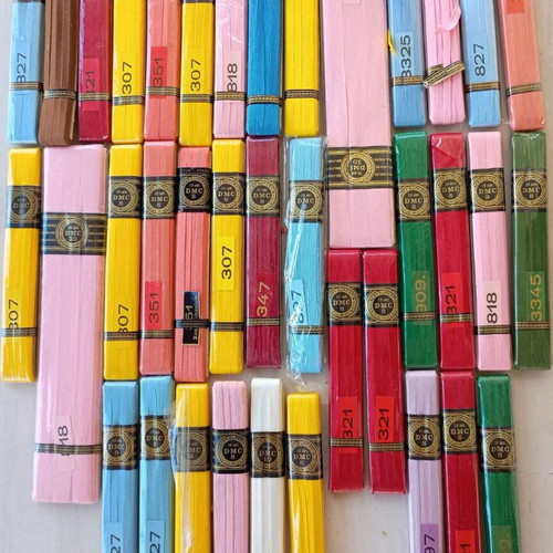 DMC ribbons used, old sealed skeins