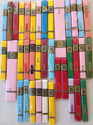 DMC ribbons used, old sealed skeins