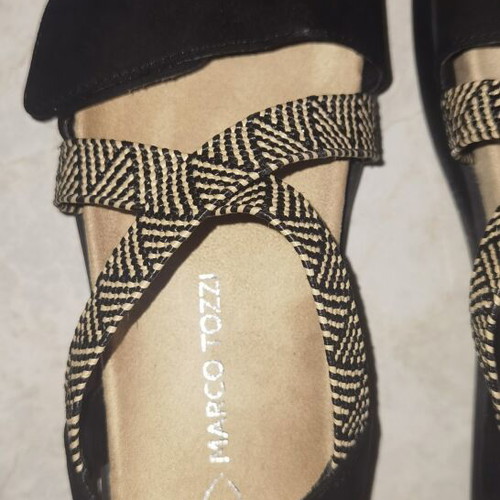 Marco Tozzi summer sandals size 40 new, vegan suede, black and beige