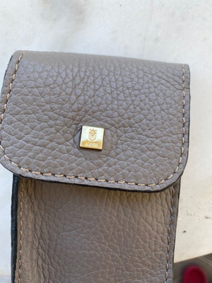 Leather Kem cigarette case in gray-brown color like new