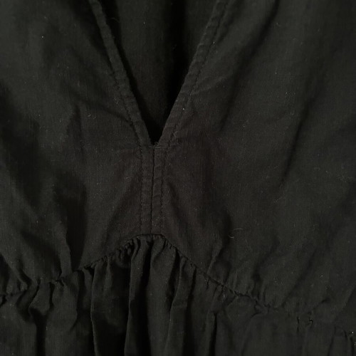 New Look Black Cotton Mini Dress Boho Broderie Anglaise Puff Sleeve Size L