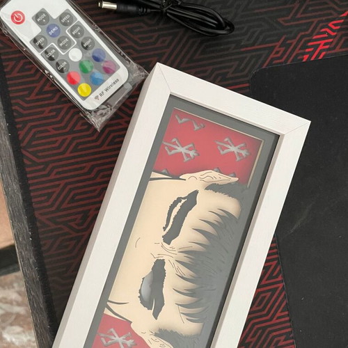 Anime Berserk Guts RGB lamp with remote control, wooden frame