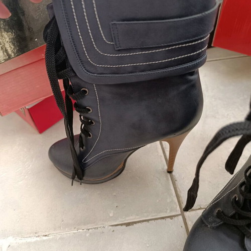 Makgio ankle boot no37 new, dark blue with wooden heel