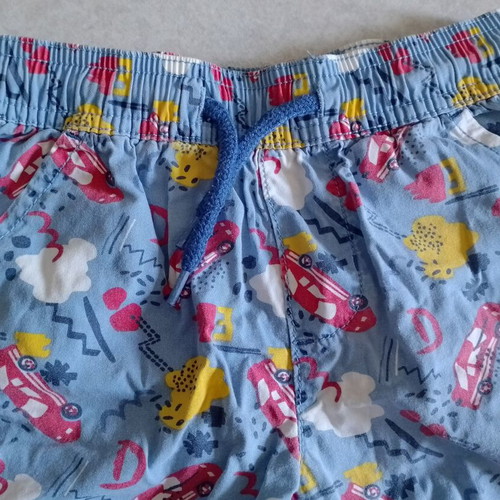 Boys' swim shorts used, size 110-116, blue with car print